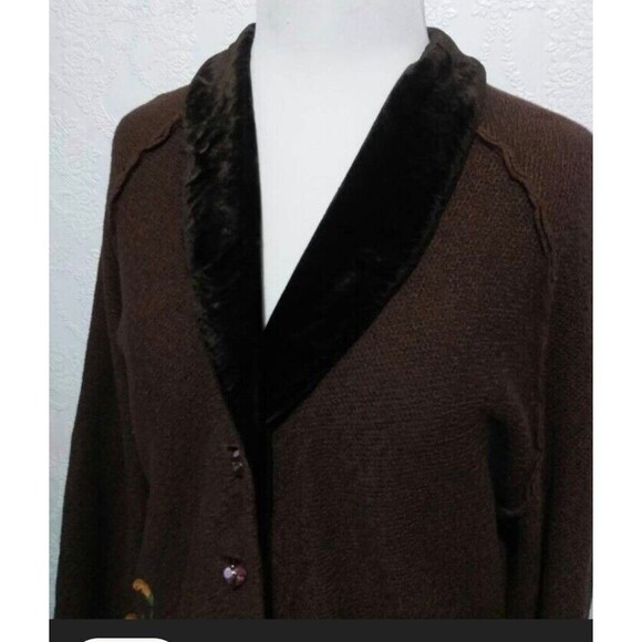 Nooshin Femme Boutique Oversized Cardigan Sweater S/M B46 Brown Artsy Oversized - Picture 4 of 5